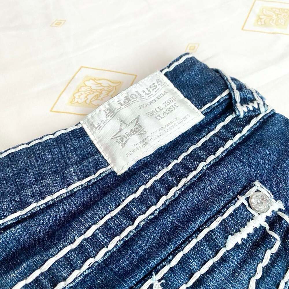 vintage 2000s ultra low rise dark wash denim shorts - Picture 8 of 8